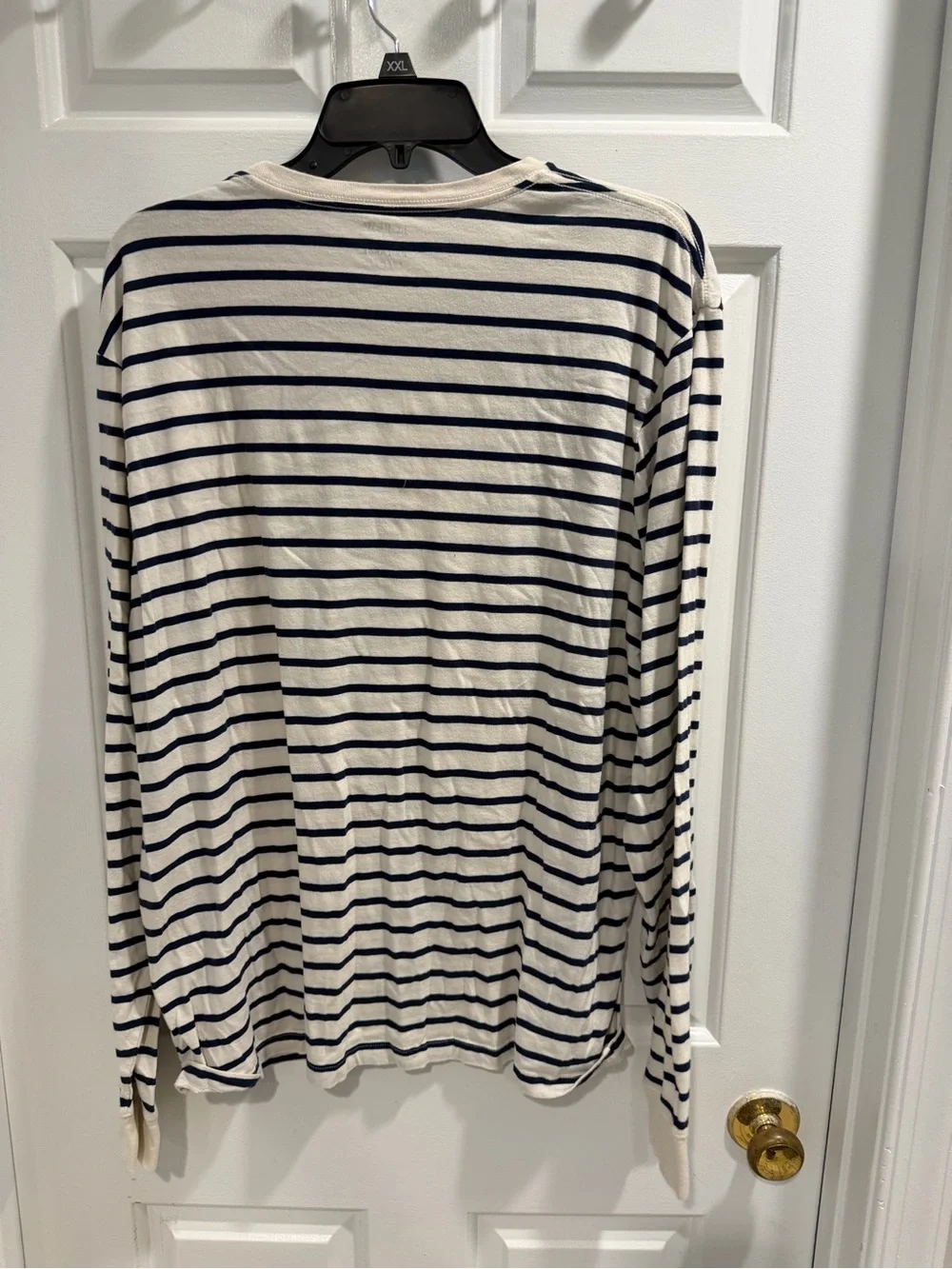 J. Crew Men’s Long-Sleeve Navy Stripe Crewneck Shirt Sz XXL